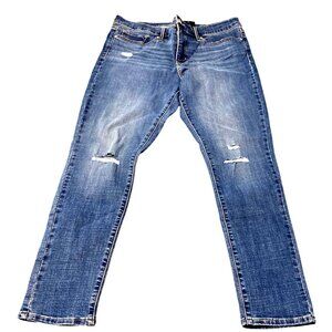 Levis Womens Straight Fit Medium Wash Distressed Jeans W32 L30